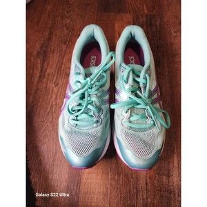 Asics Running Shoes Womens 7 Green Purple GT-1000 5 Low Mesh Sneakers T6A8N